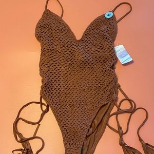 Forever21 crochet style Chocolate Brown swimsuit